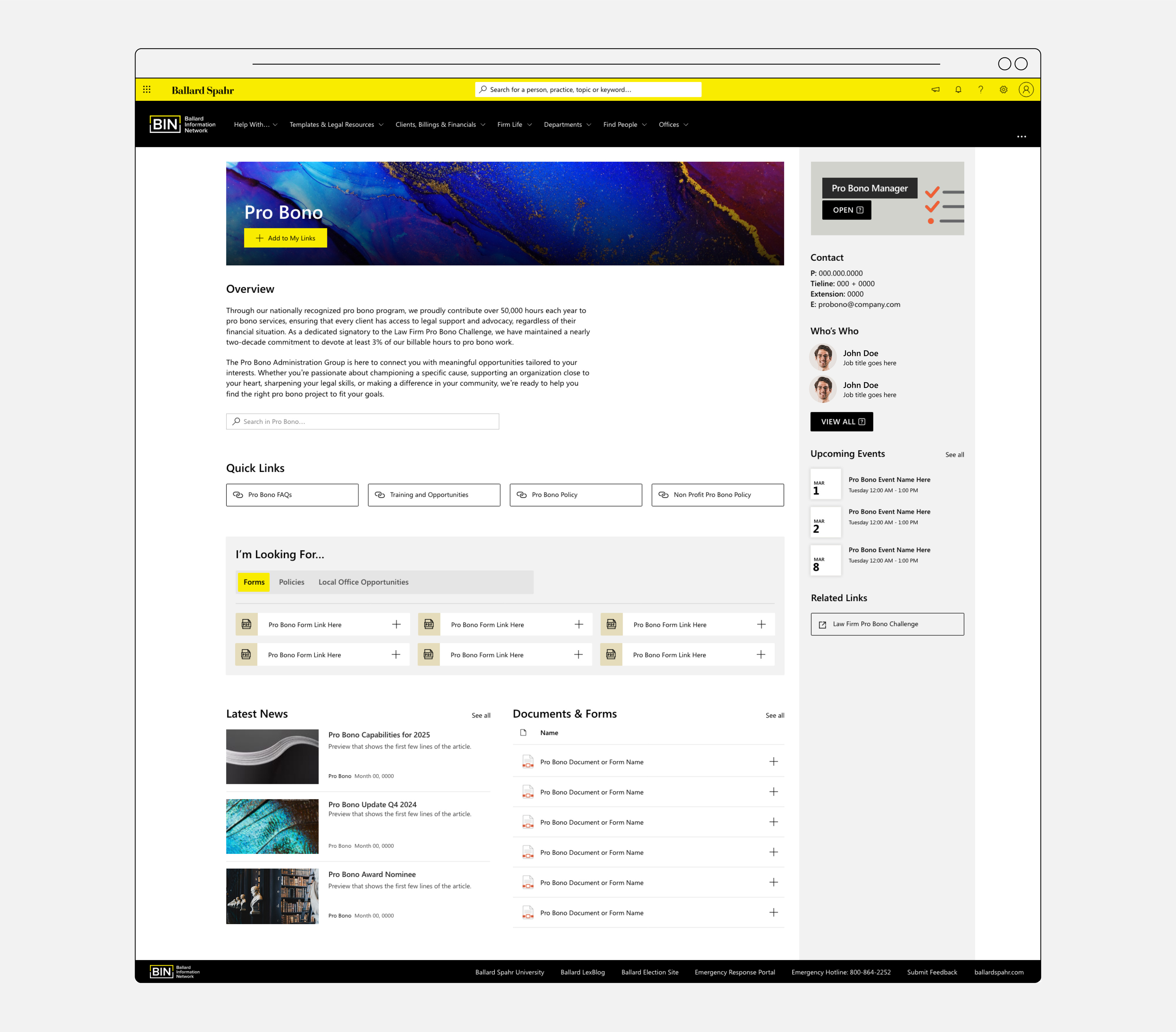 Pro Bono Intranet Page