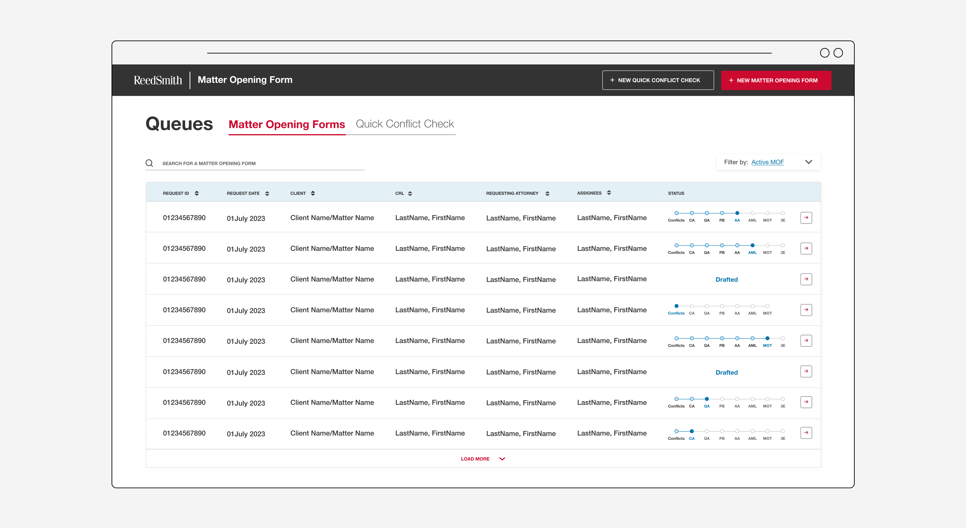 Matter Opening Form Queues